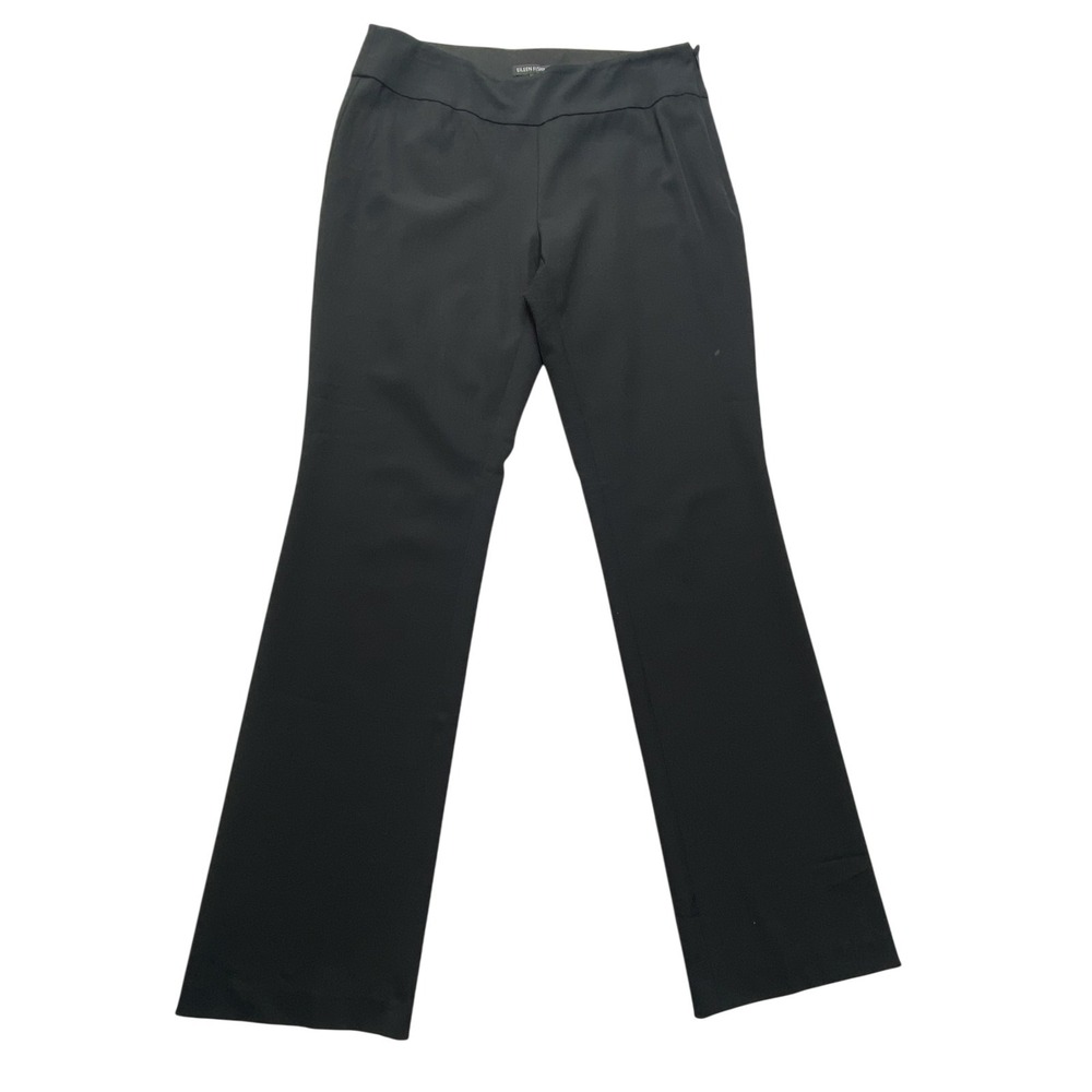 Eileen Fisher Dress Pants Womens 8 Black Twill Straight Leg Side Zip USA Career